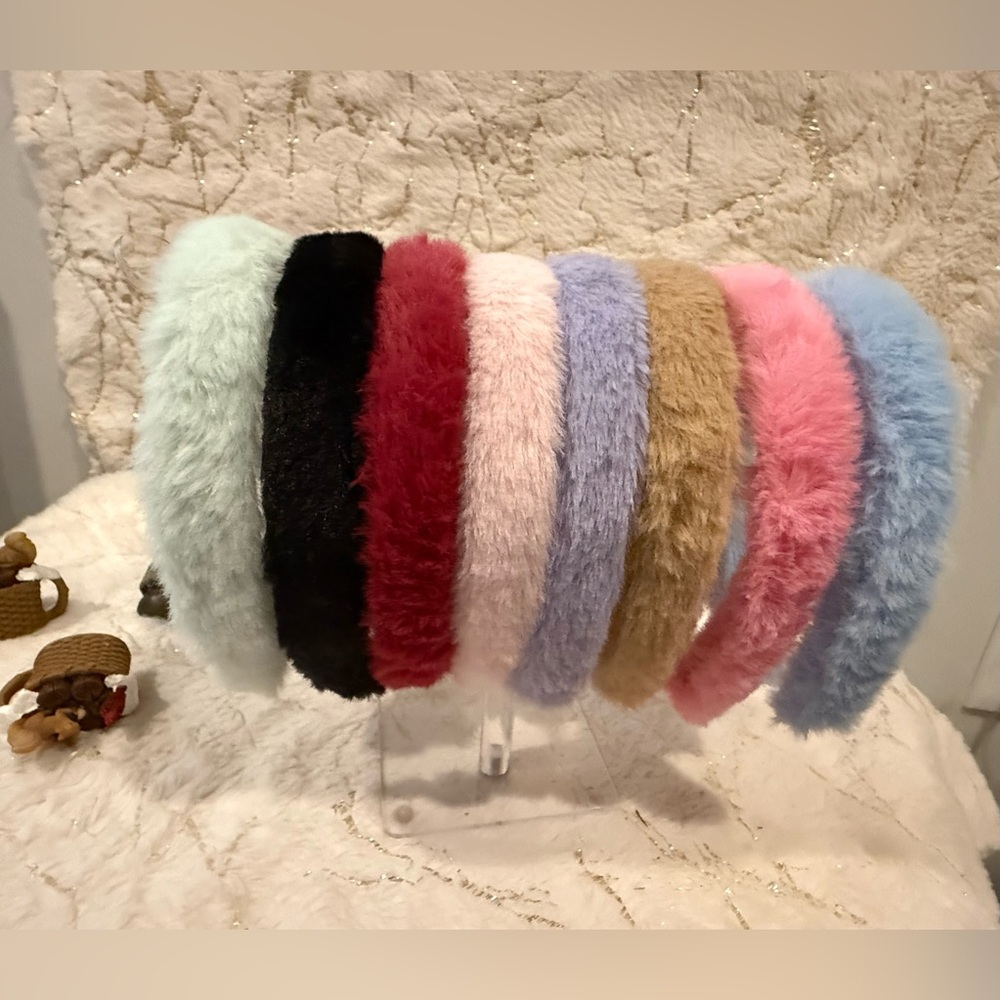 Fuzzy Multicolor Headband Set